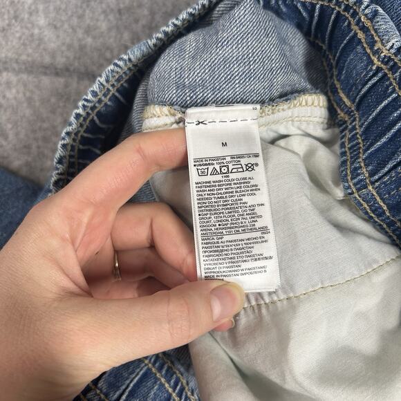 GAP Denim High Rise Wide Leg Cargo Pants Women’s Medium Blue Jeans Elastic Waist - Picture 8 of 9